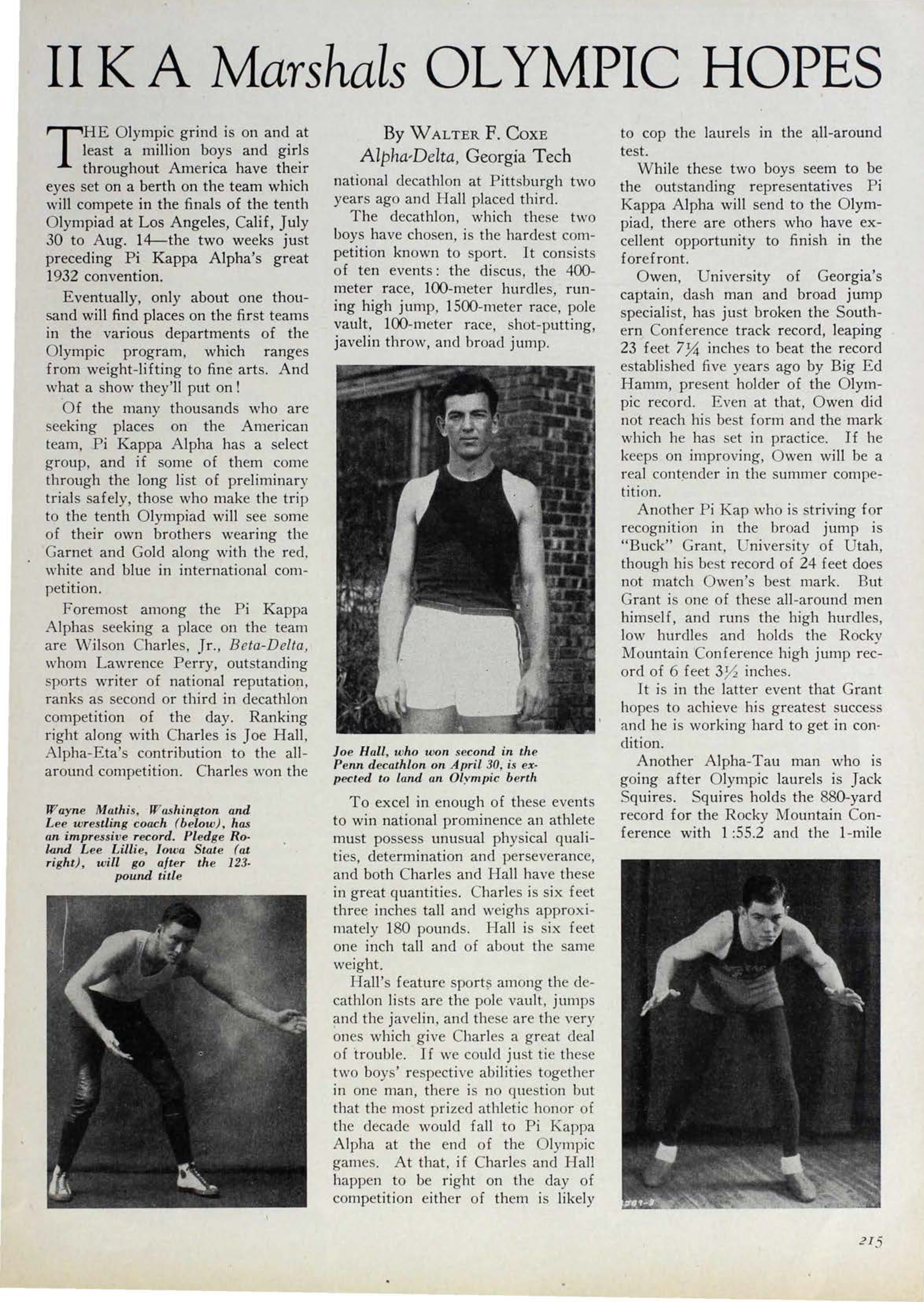 Pi Kappa Alpha Marshals Olympic Hopes